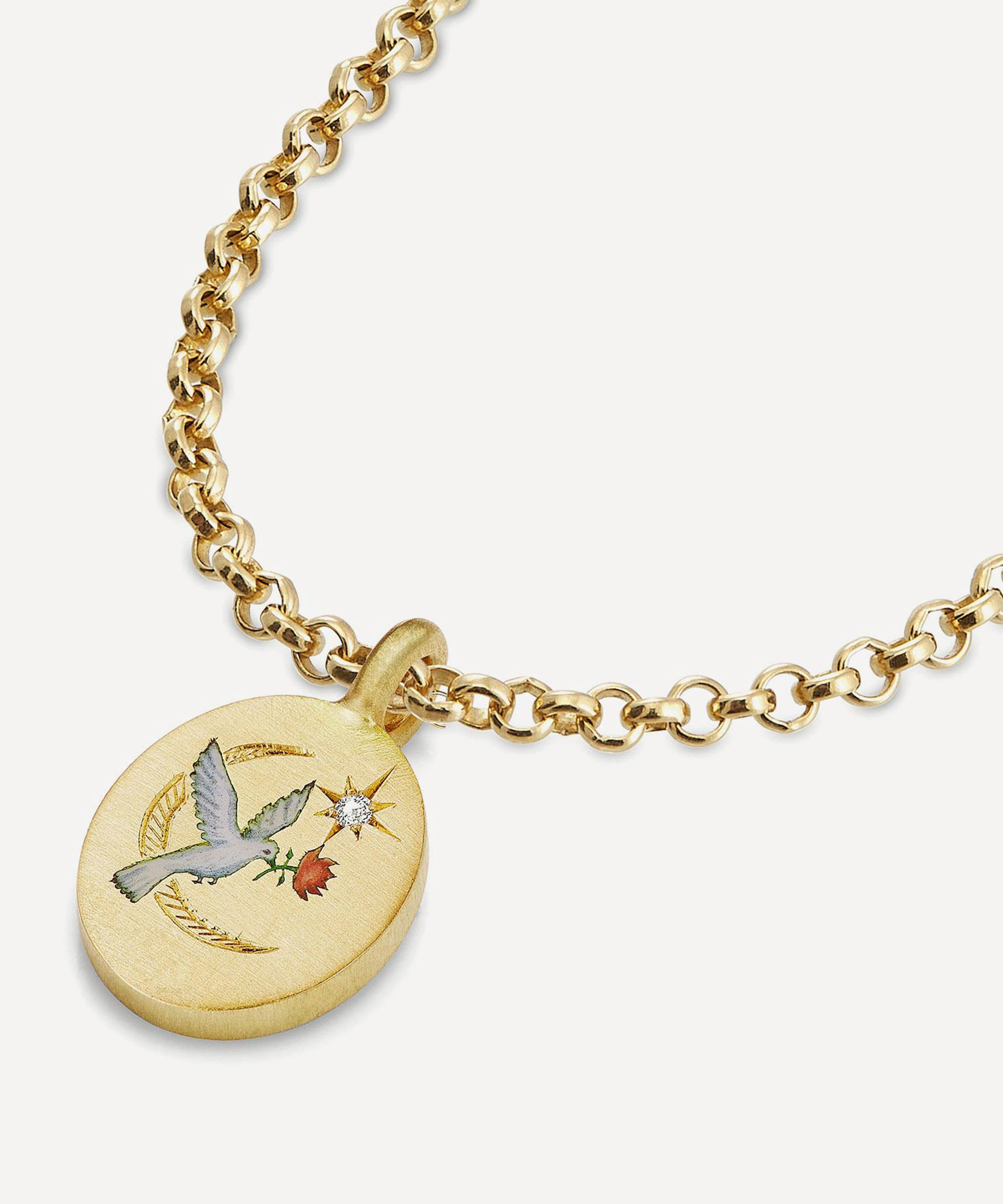 Cece Jewellery - 18ct Gold The Dove and Rose Diamond Pendant Necklace image number 1