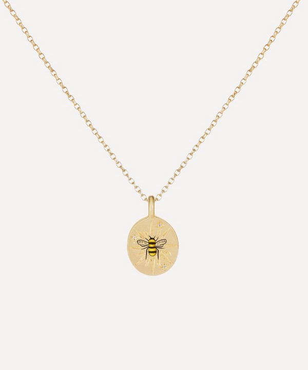 Cece Jewellery - 18ct Gold The Sun and Bee Diamond Pendant Necklace image number null