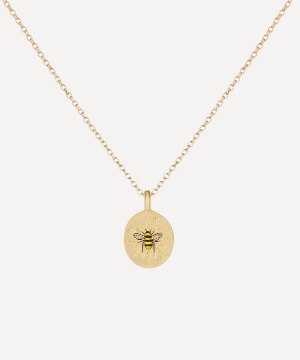 Cece Jewellery - 18ct Gold The Sun and Bee Diamond Pendant Necklace image number null