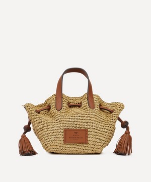 Anya Hindmarch - Small Raffia and Leather Drawstring Tote Bag image number 0