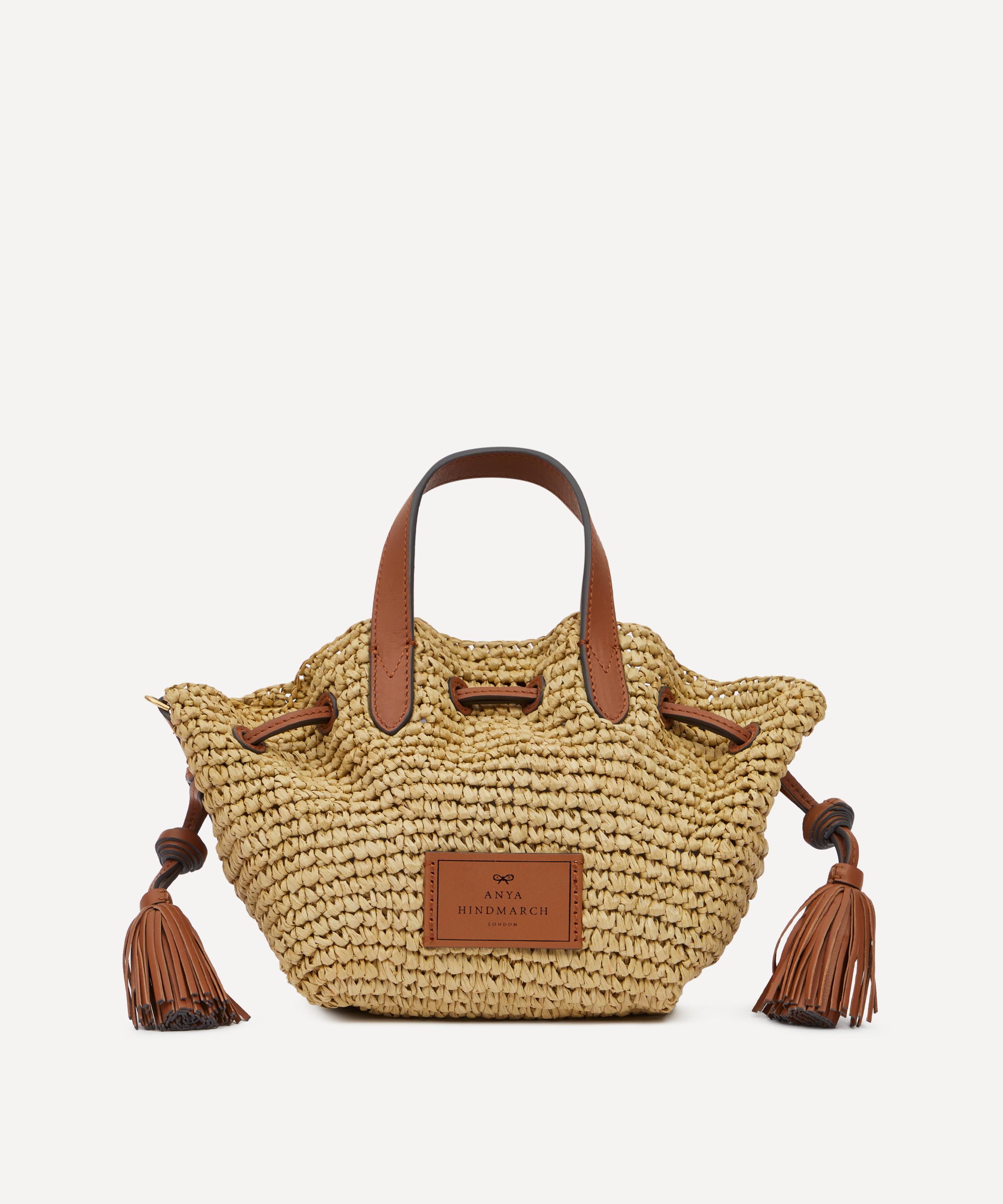 Anya Hindmarch - Small Raffia and Leather Drawstring Tote Bag image number 0
