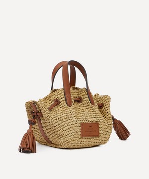 Anya Hindmarch - Small Raffia and Leather Drawstring Tote Bag image number 1