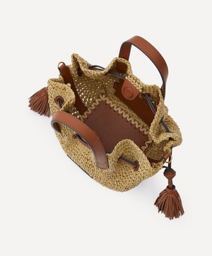 Anya Hindmarch - Small Raffia and Leather Drawstring Tote Bag image number 4