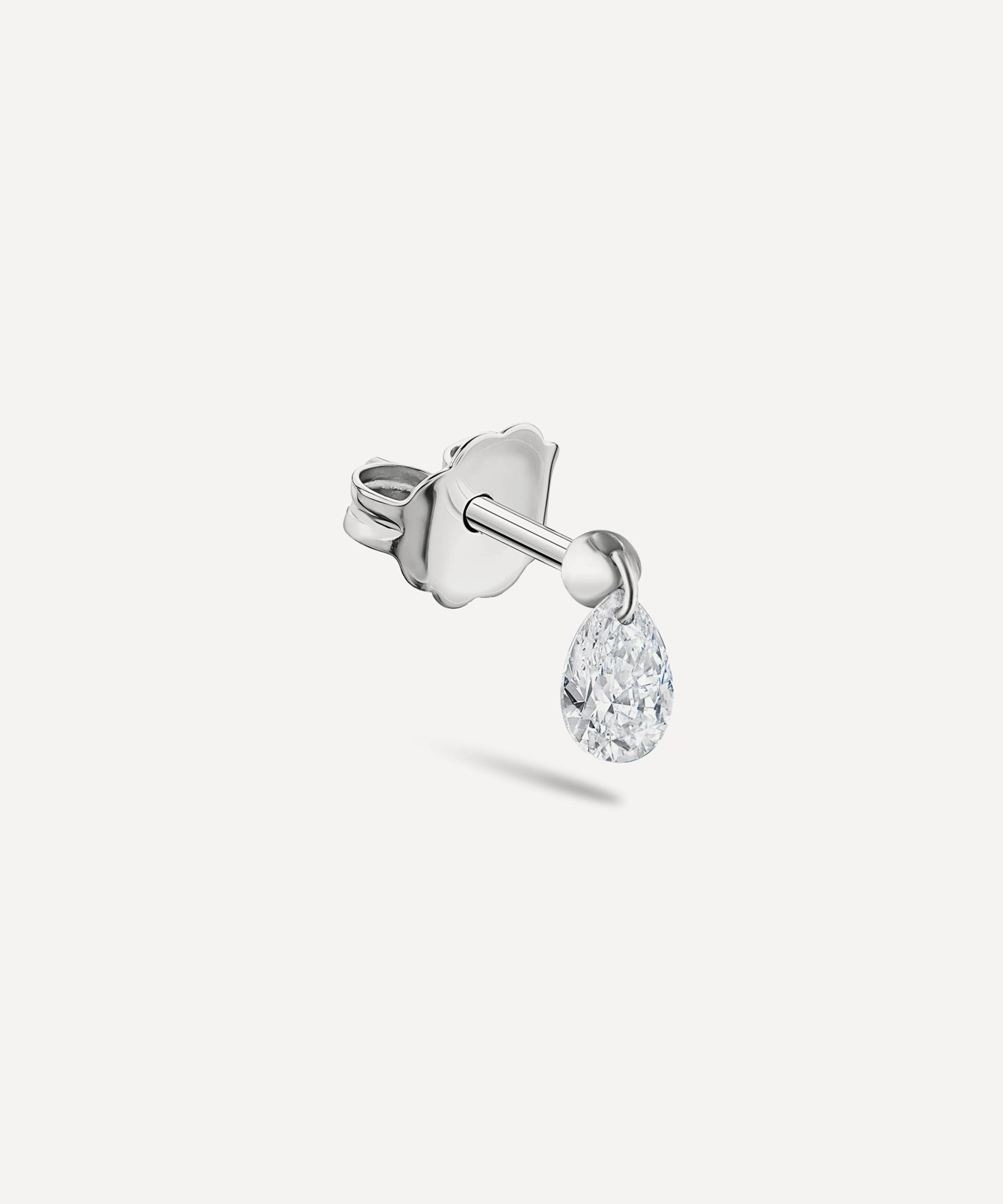 Maria Tash - 18ct 4mm Floating Pear Diamond Charm Stud Earring image number 0