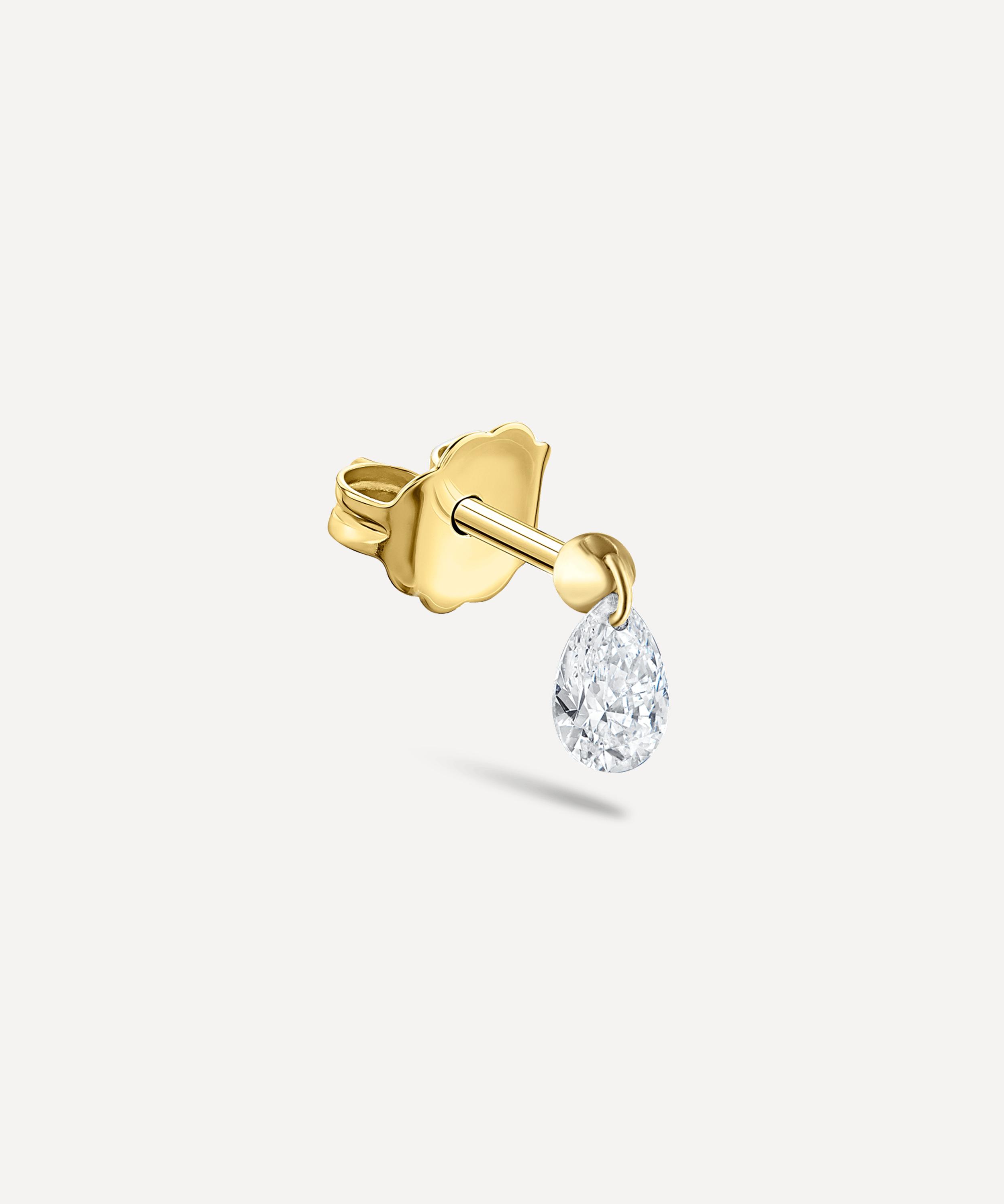 Maria Tash - 18ct 4mm Floating Pear Diamond Charm Stud Earring image number 0