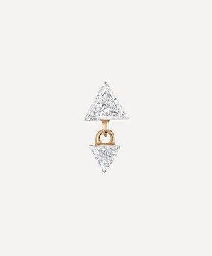 Maria Tash - 18ct 4mm and 3mm Invisible Set Triangle Diamond Dangle Threaded Earring image number 1