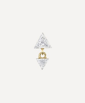 Maria Tash - 18ct 4mm and 3mm Invisible Set Triangle Diamond Dangle Threaded Earring image number 2