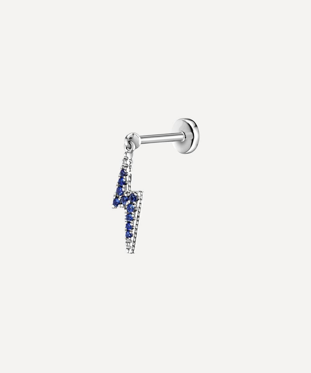 Maria Tash - 18ct Diamond and Sapphire Lightning Bolt Charm Single Threaded Stud Earring