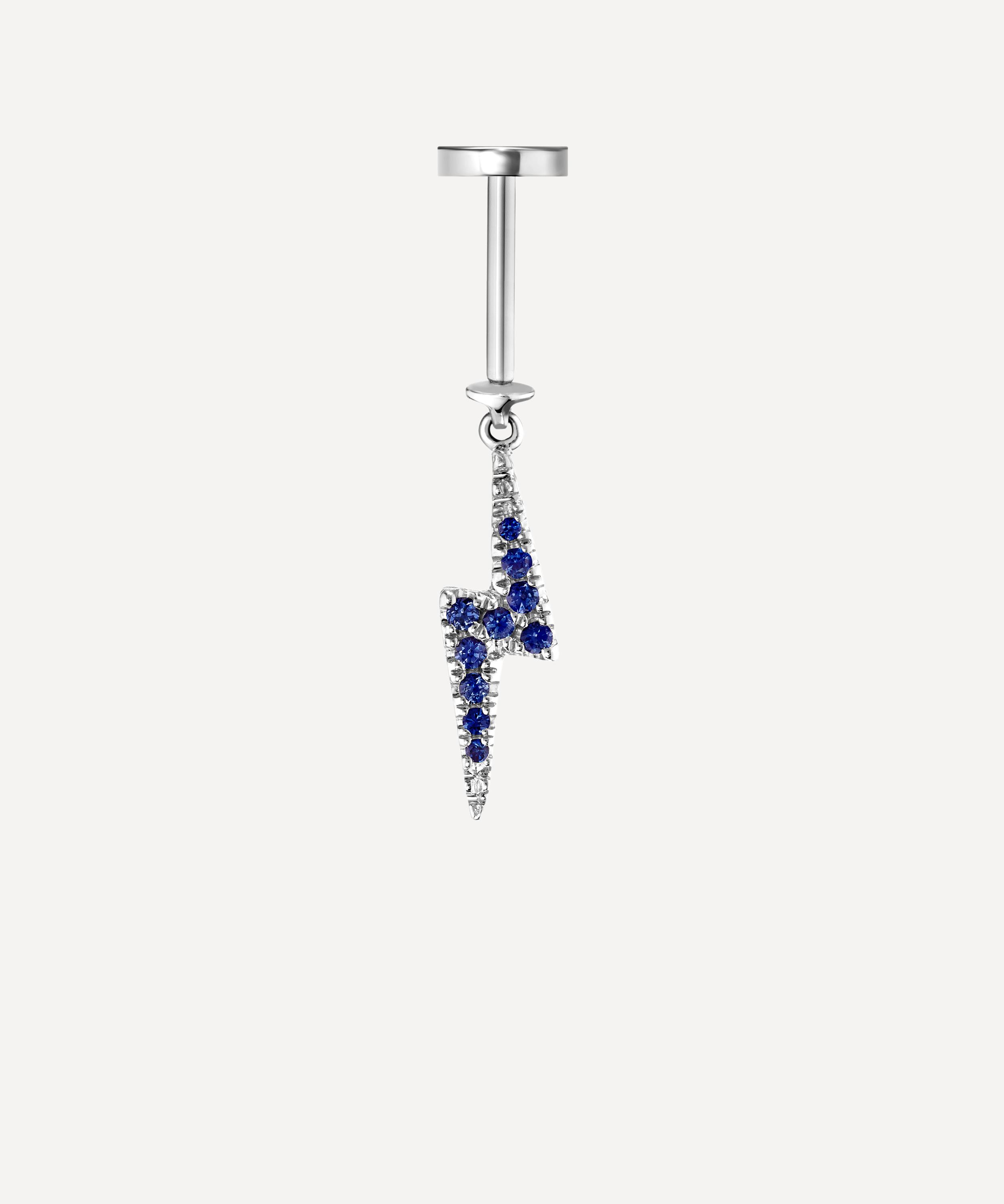 Maria Tash - 18ct Diamond and Sapphire Lightning Bolt Threaded Charm Earring image number 3