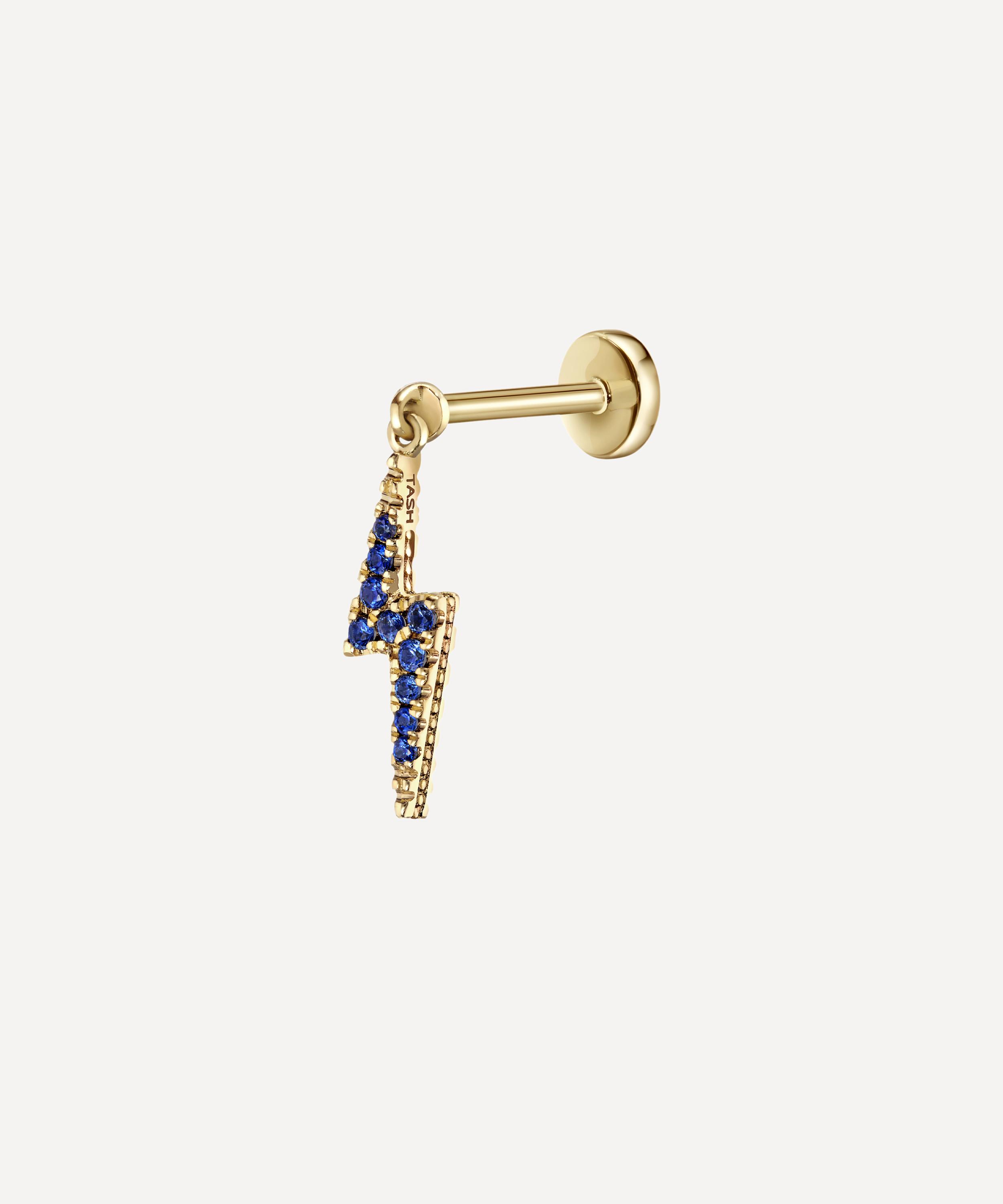 Maria Tash - 18ct Diamond and Sapphire Lightning Bolt Threaded Charm Earring