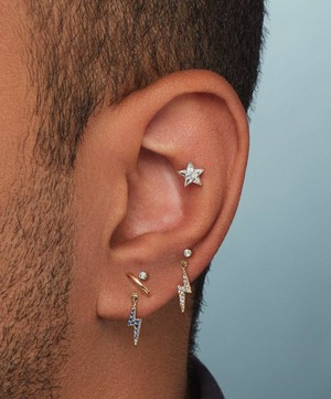 Maria Tash - 18ct Diamond and Sapphire Lightning Bolt Threaded Charm Earring image number 1