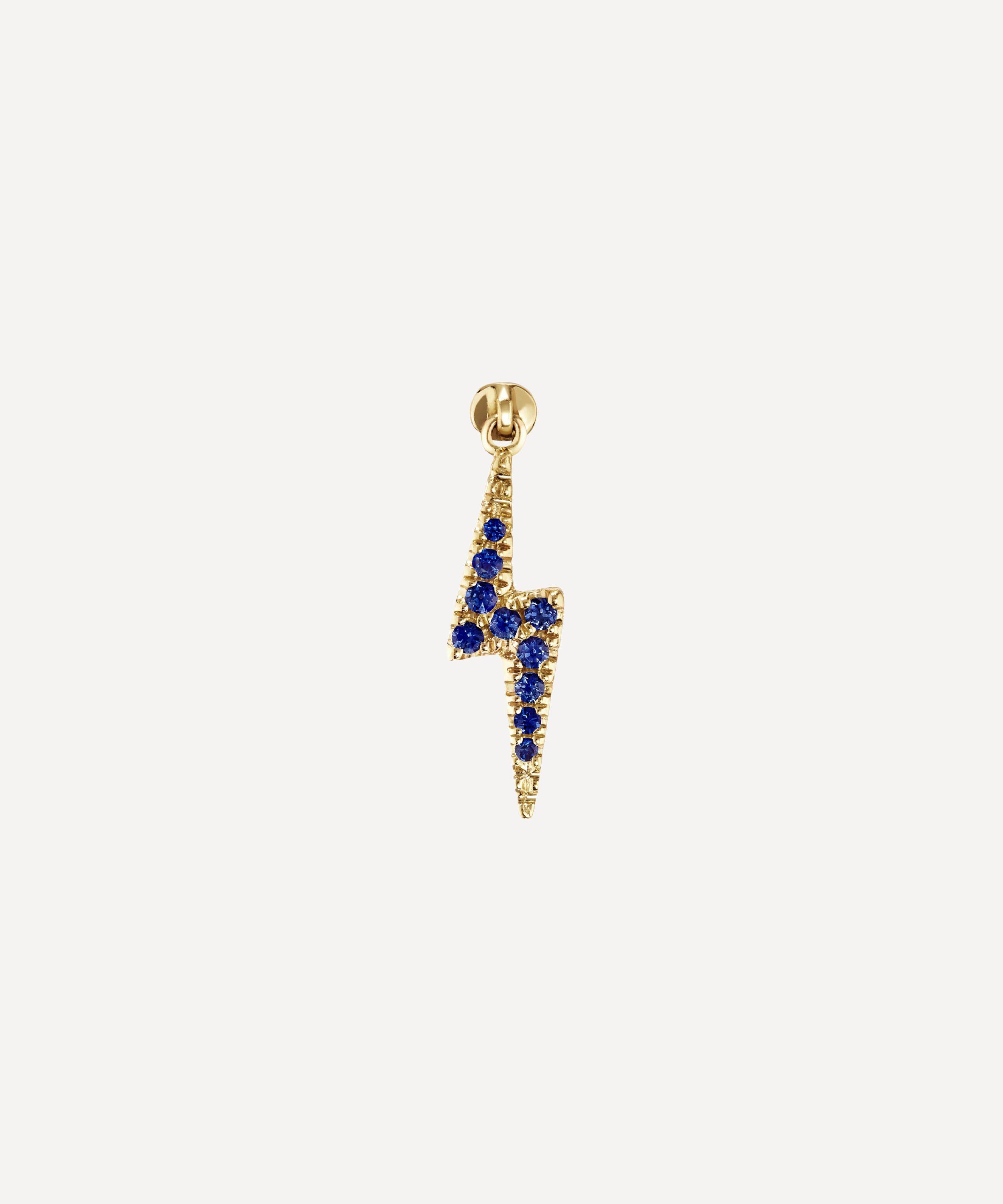 Maria Tash - 18ct Diamond and Sapphire Lightning Bolt Threaded Charm Earring image number 2