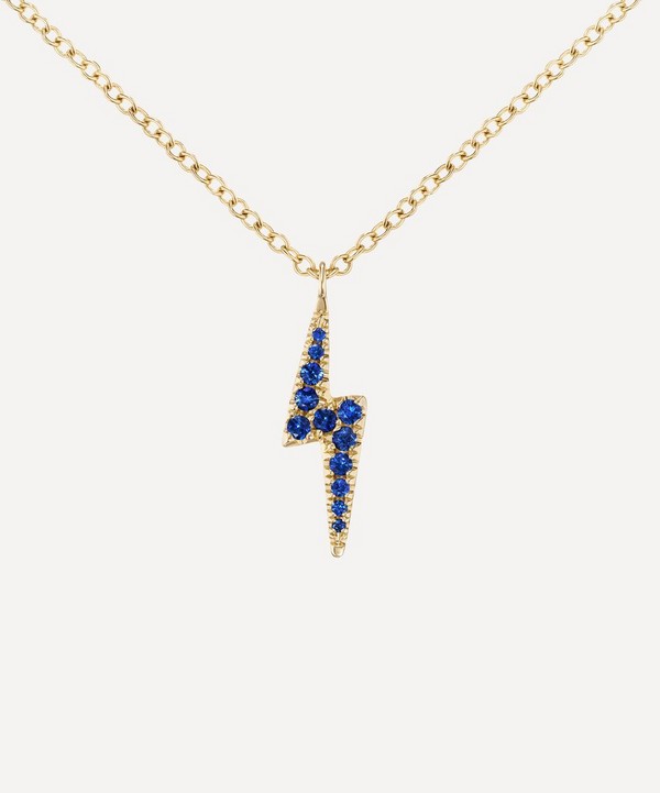 Maria Tash - 14ct Diamond and Sapphire Lightning Bolt Necklace image number null
