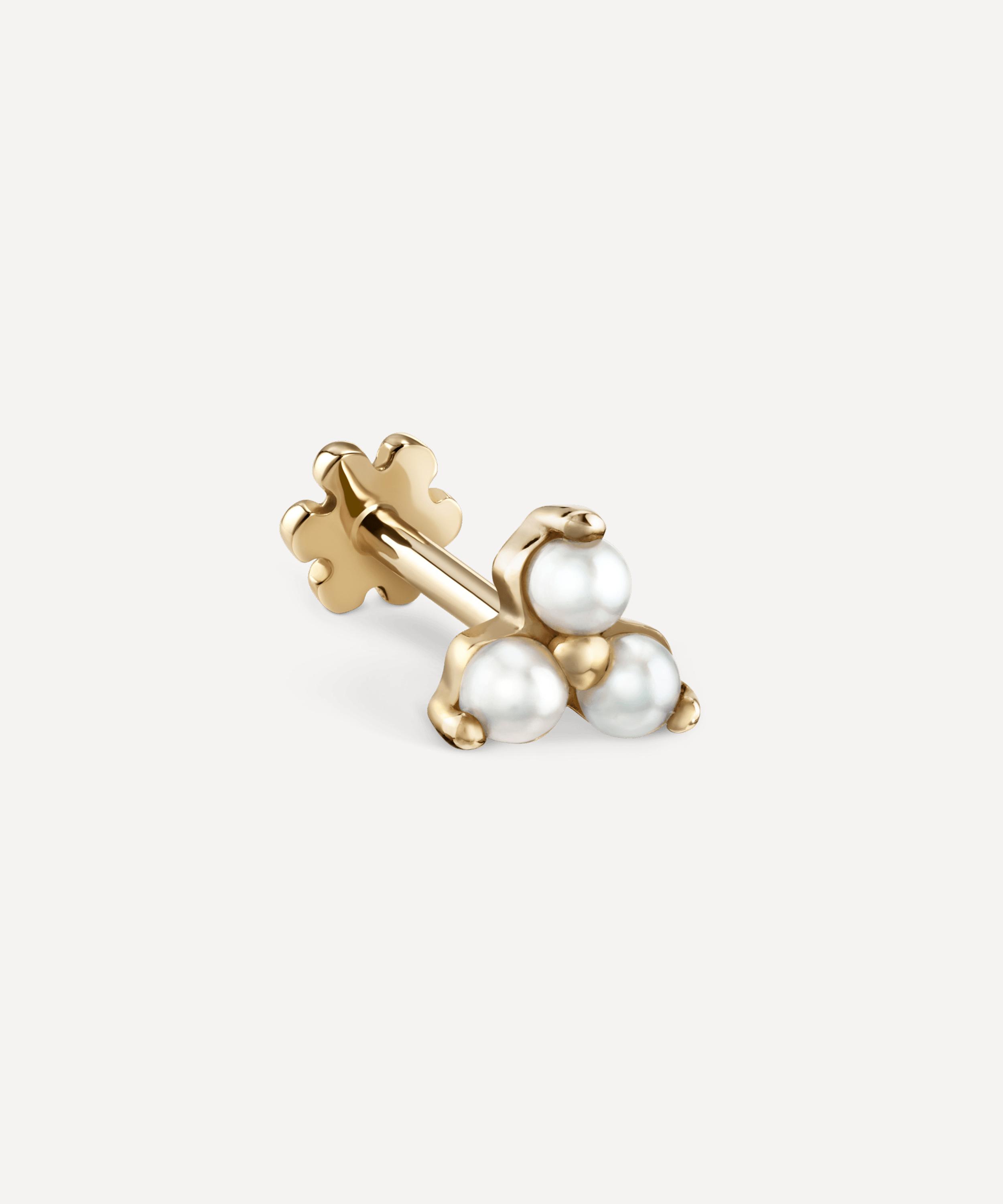 Maria Tash - 14ct 4.5mm Pearl Trinity Threaded Stud Earring image number 0