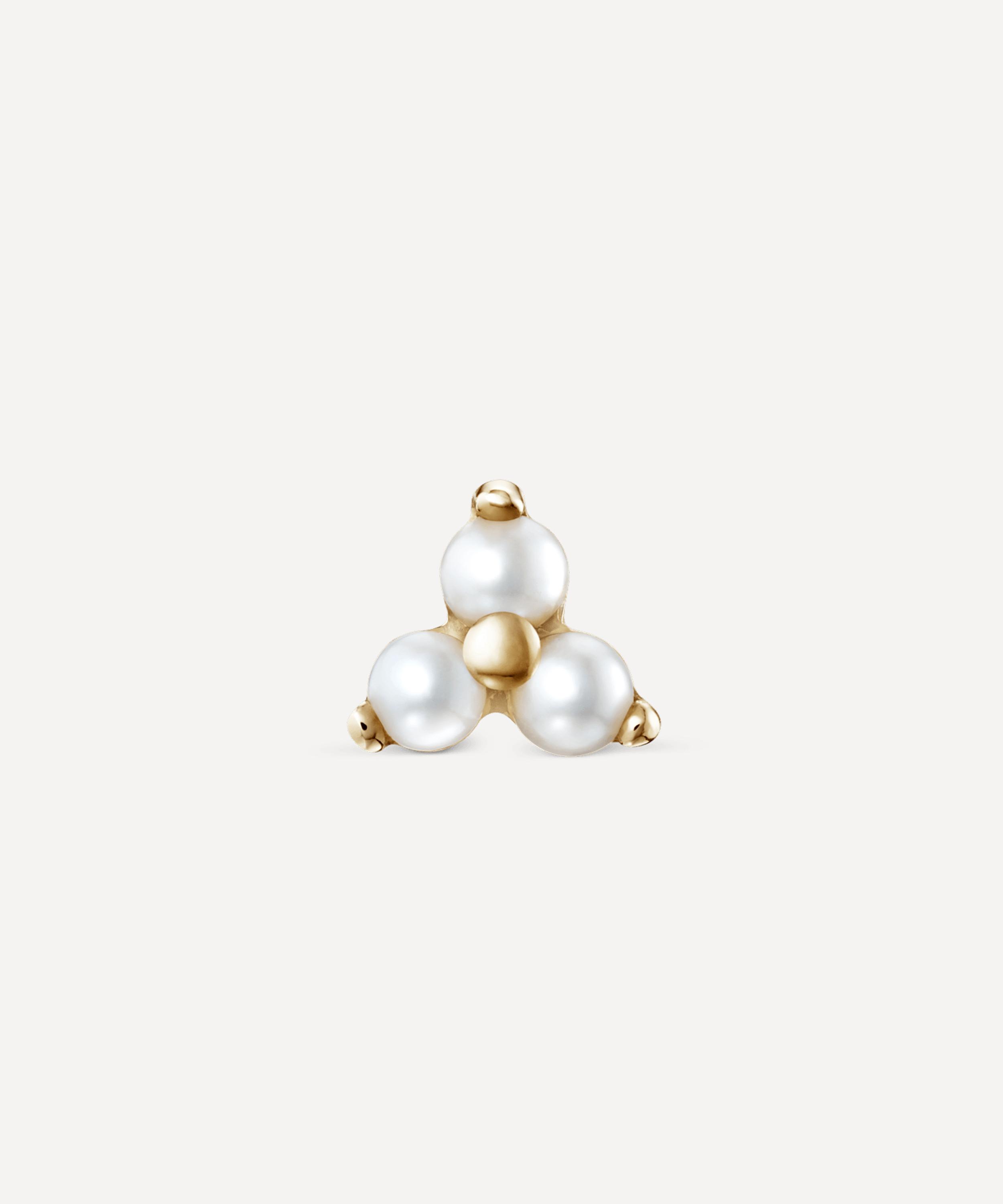 Maria Tash - 14ct 4.5mm Pearl Trinity Threaded Stud Earring image number 2