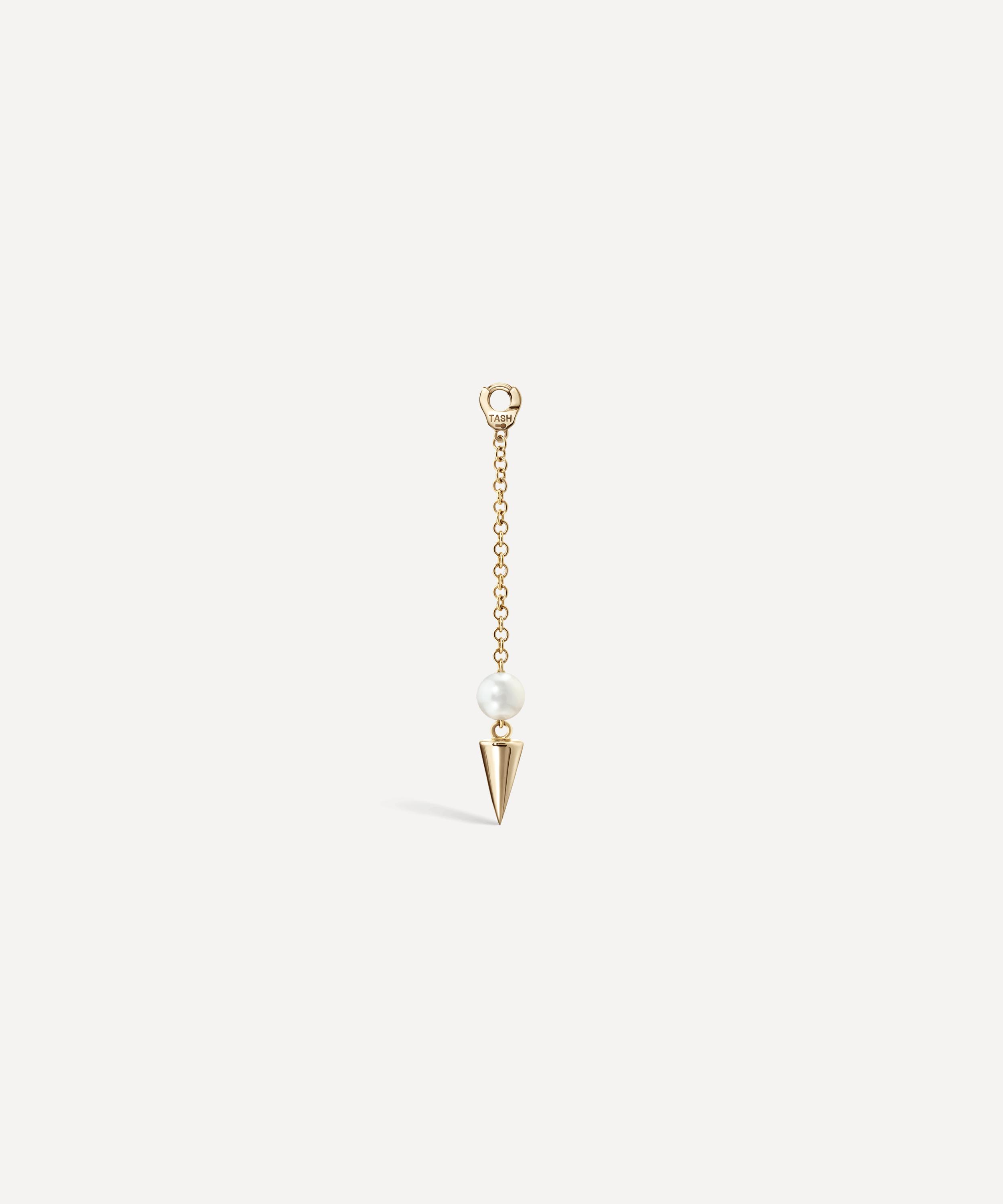 Maria Tash - 14ct 20mm Pearl and Short Spike Pendulum Charm image number 0