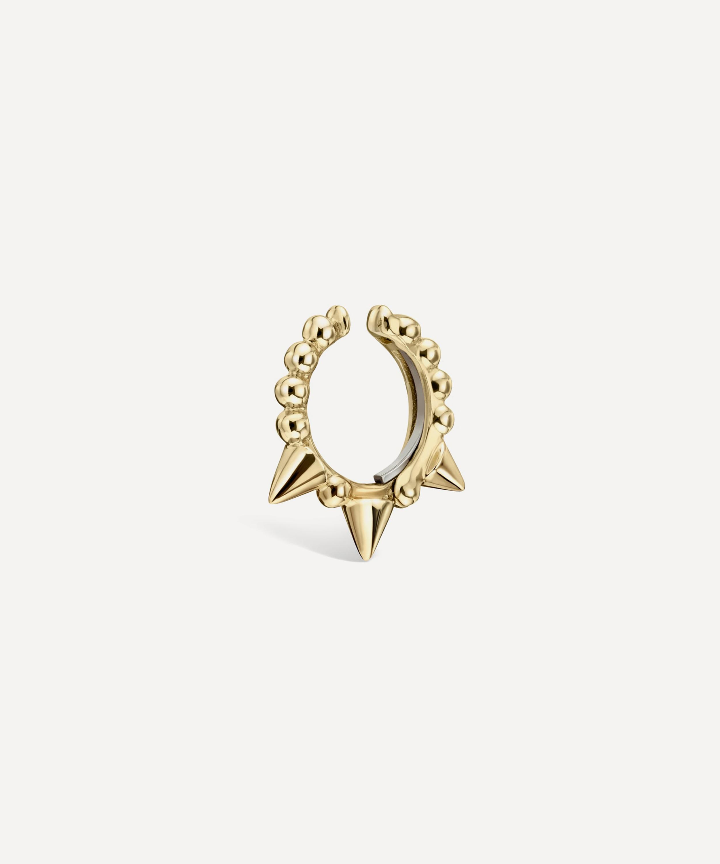 Maria Tash - 14ct 8mm Granulated Triple Short Spike Tash Cuff Earring image number 0