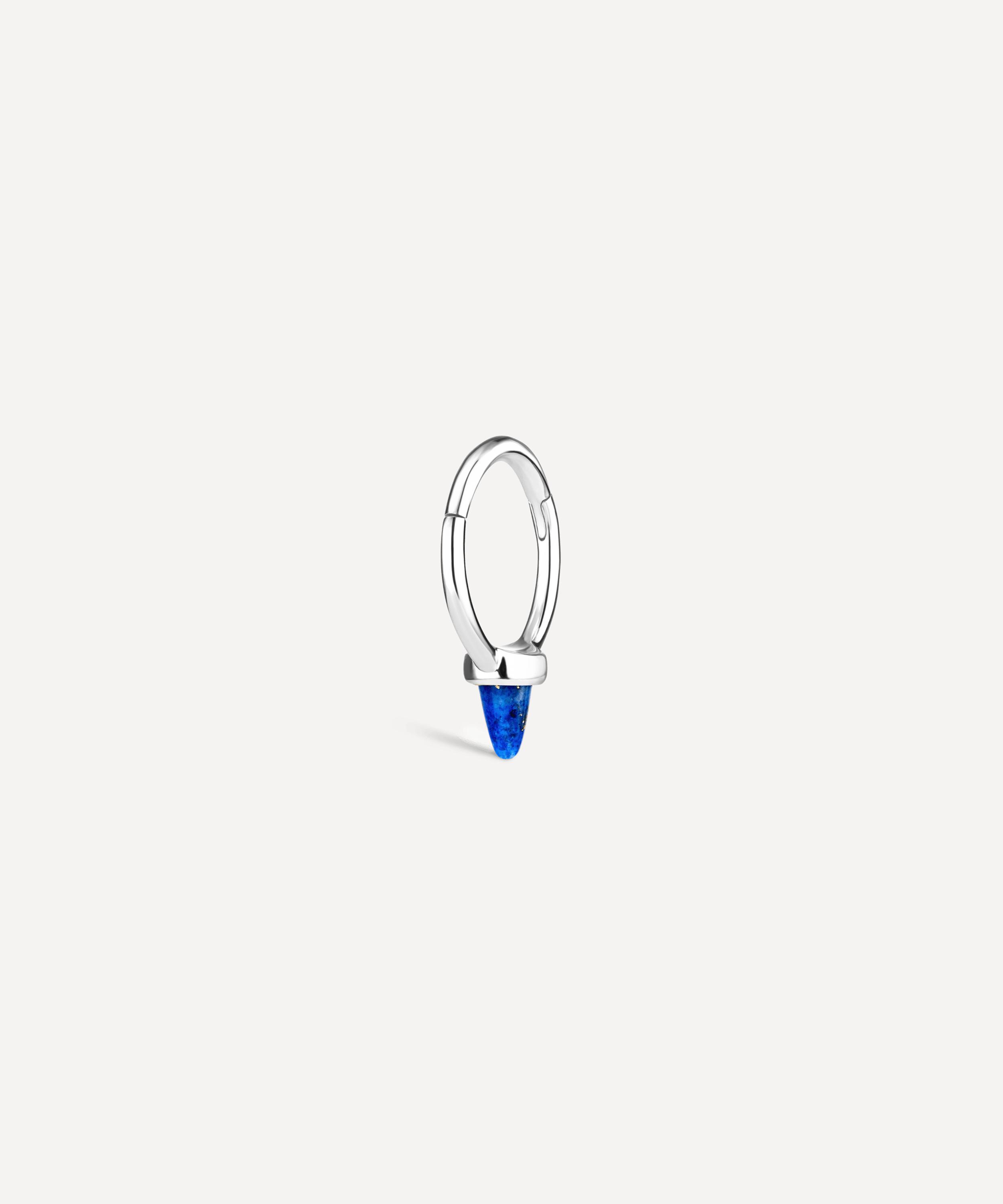 Maria Tash - 14ct 8mm Single Short Lapis Spike Non-Rotating Single Hoop Earring image number 0