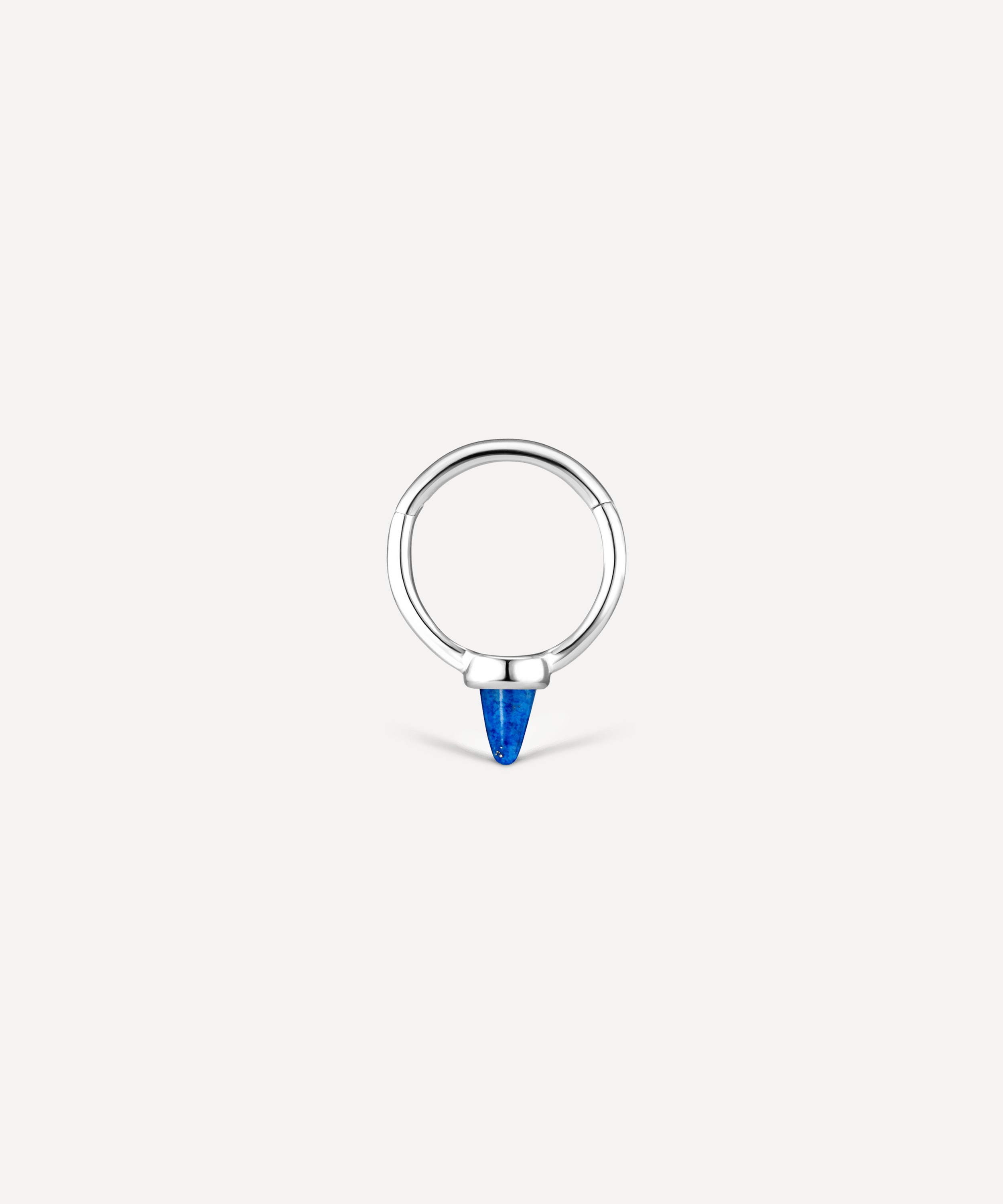 Maria Tash - 14ct 8mm Single Short Lapis Spike Non-Rotating Single Hoop Earring image number 2