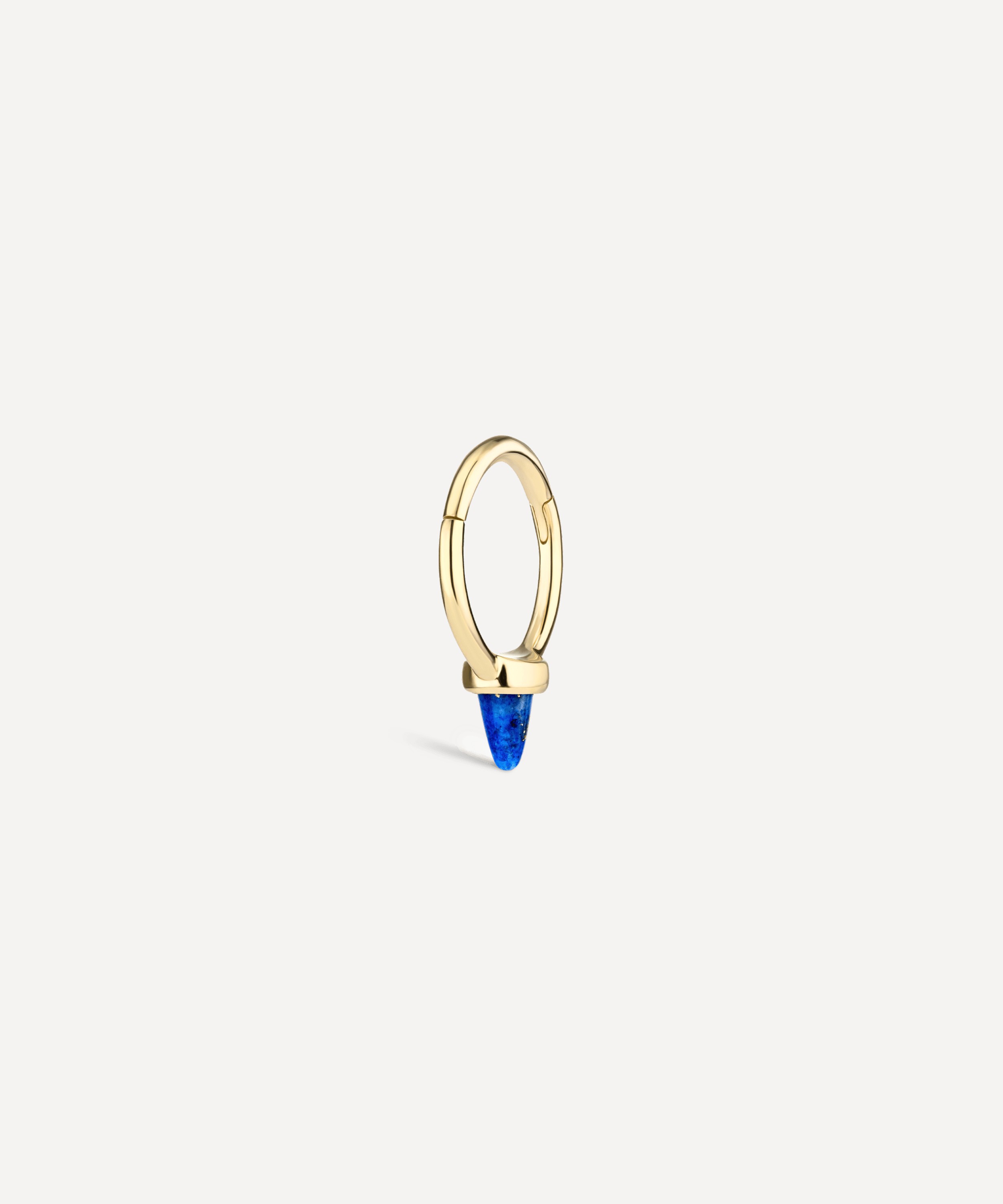 Maria Tash - 14ct 8mm Single Short Lapis Spike Non-Rotating Single Hoop Earring