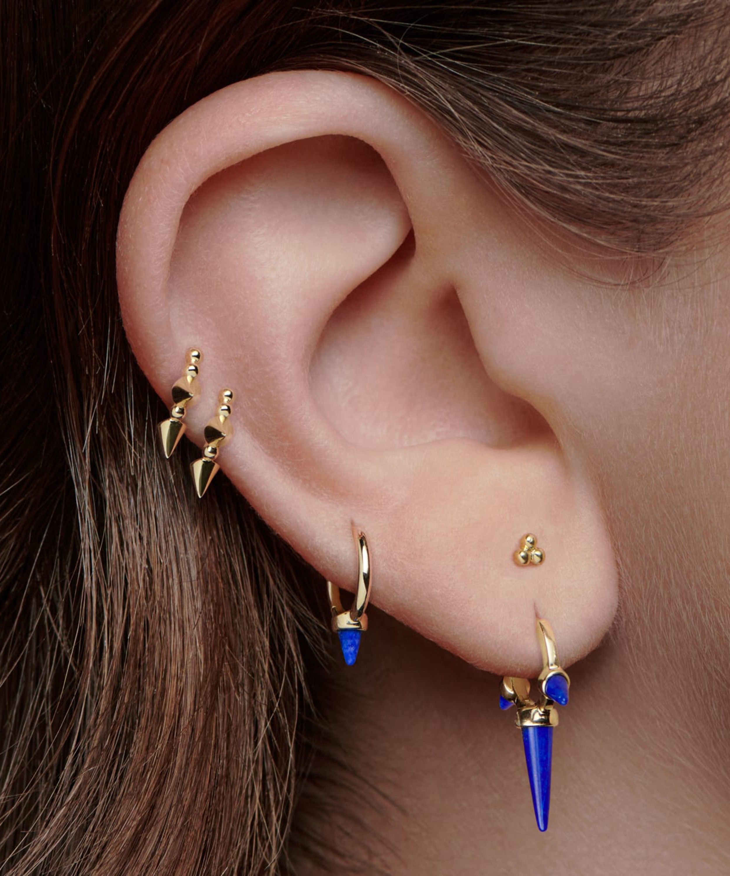 Maria Tash - 14ct 8mm Lapis Triple Long Spike Hoop Earring image number 1