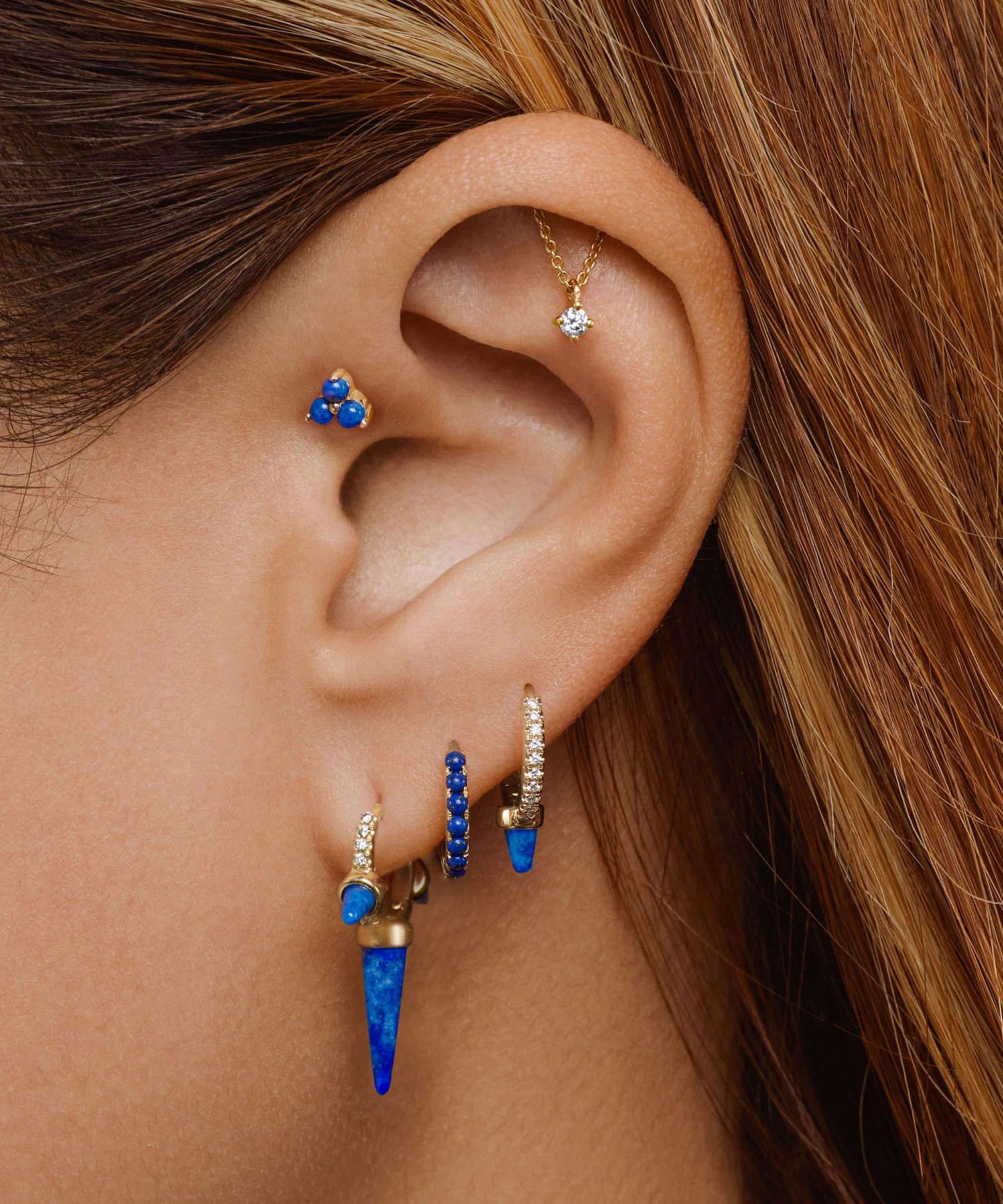 Maria Tash - 18ct 8mm Single Short Lapis Spike Diamond Eternity Single Hoop Earring image number 1