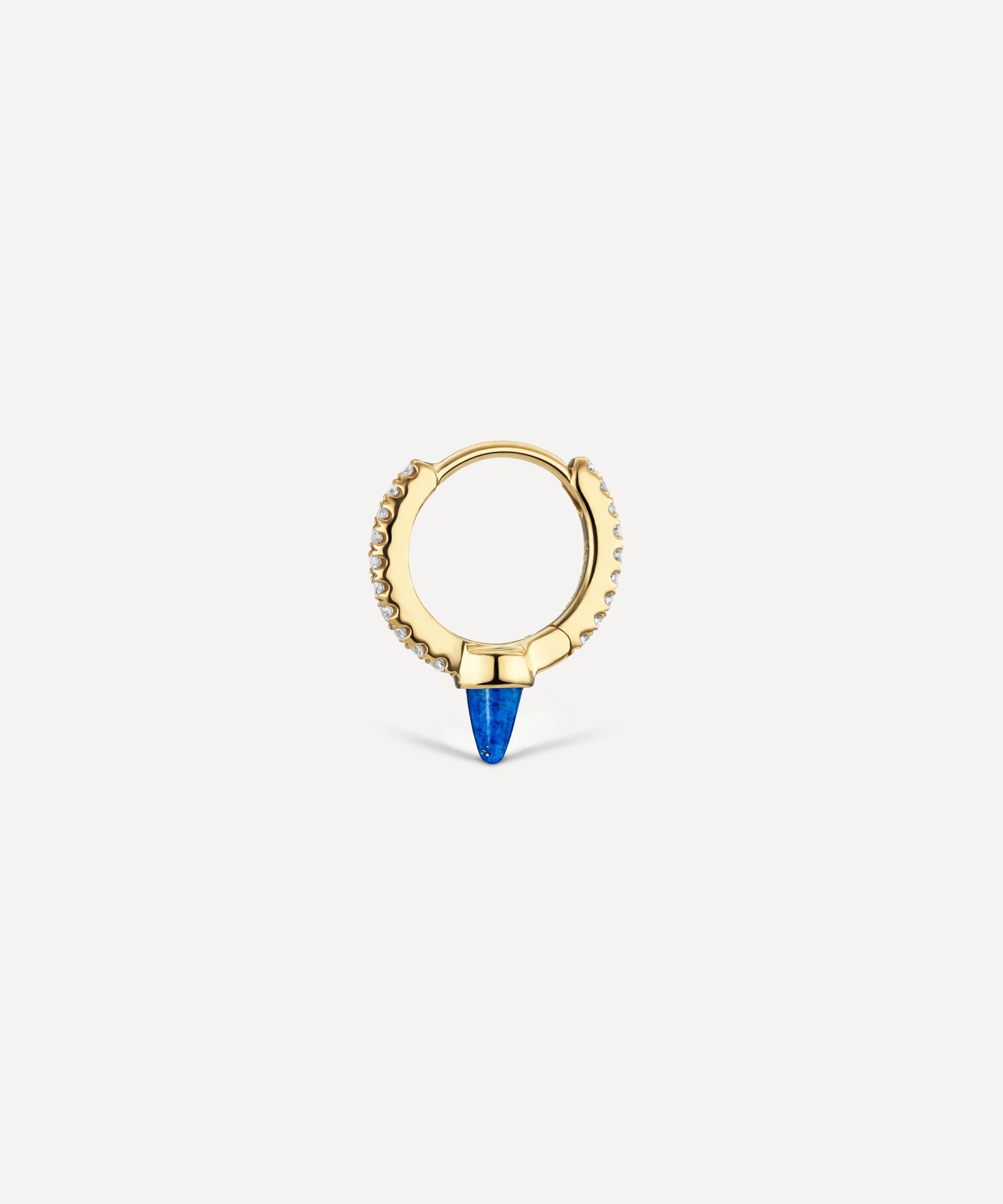 Maria Tash - 18ct 8mm Single Short Lapis Spike Diamond Eternity Single Hoop Earring image number 2
