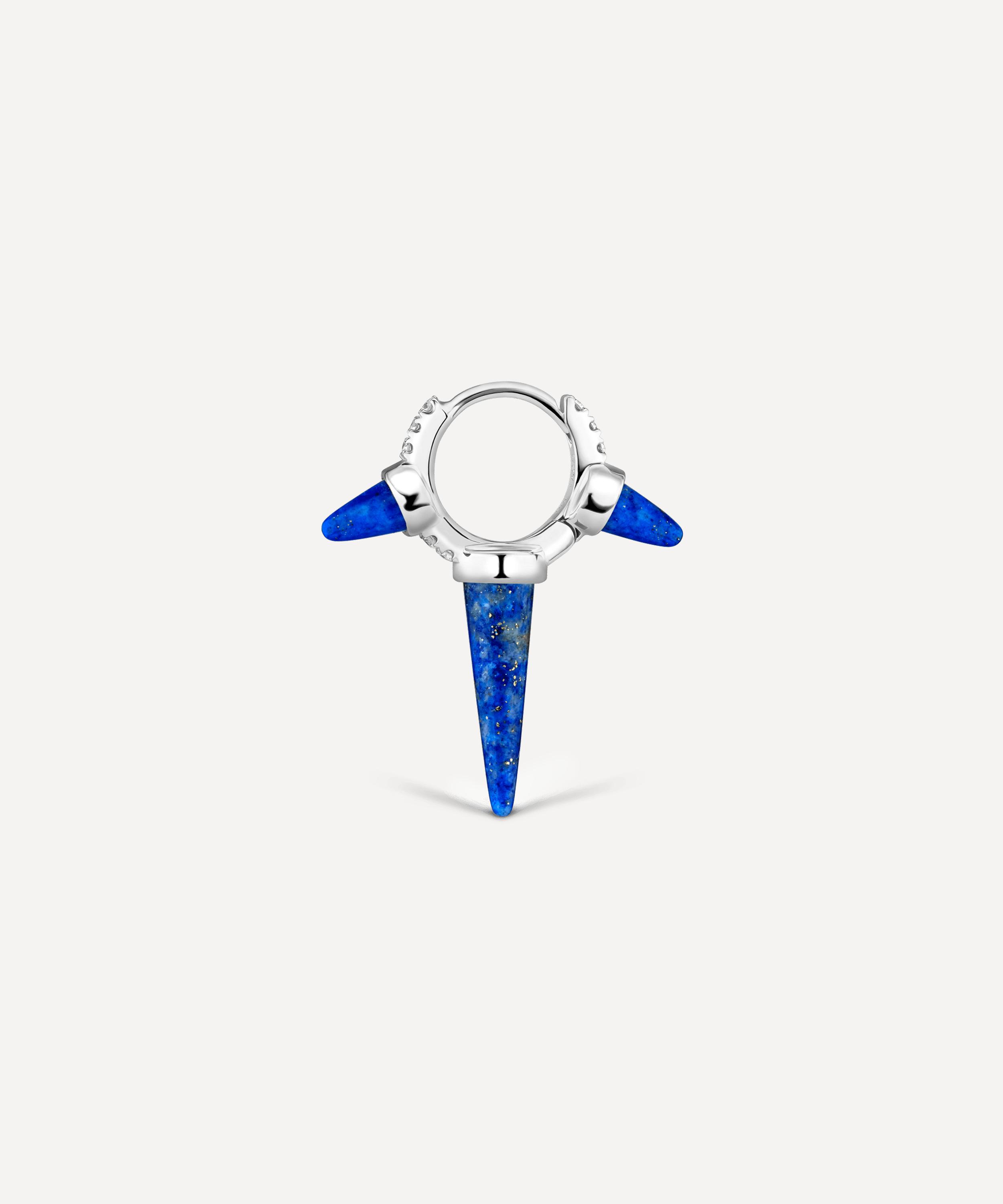 Maria Tash - 18ct 6.5mm Triple Long Lapis Spike Diamond Eternity Single Hoop Earring image number 1