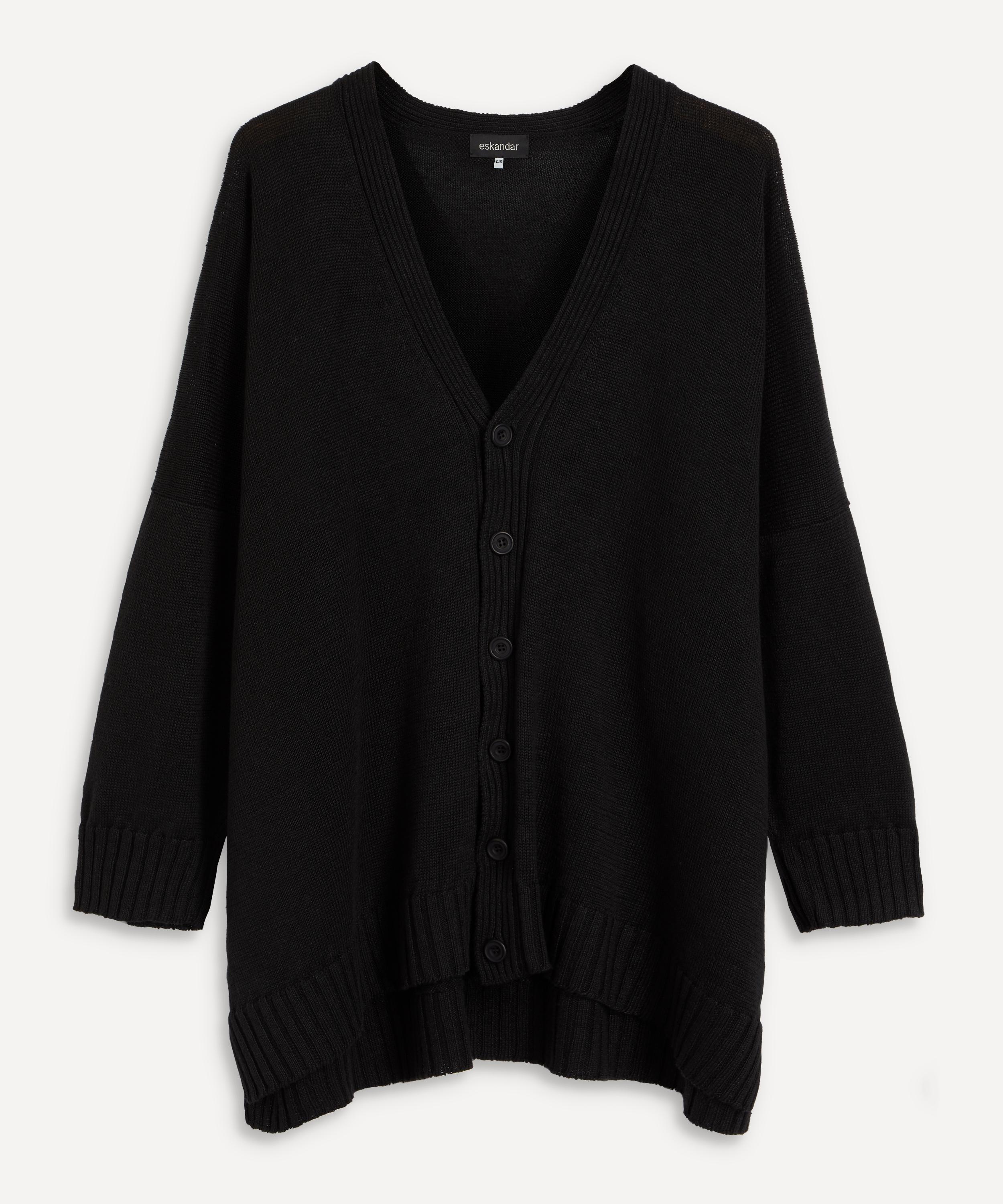 Black linen cardigan hotsell