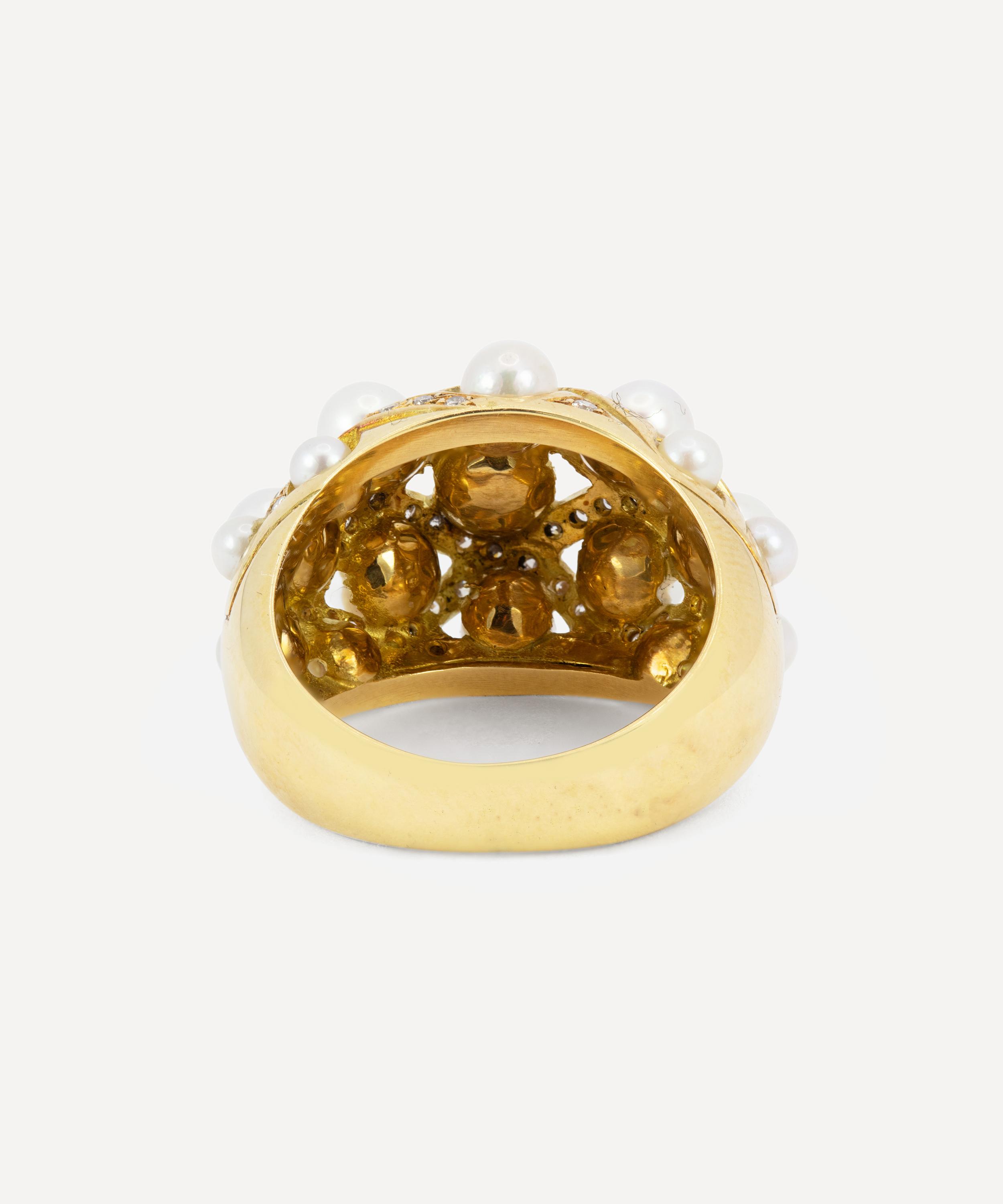 Kojis - 18ct Gold Pearl and Diamond Criss-Cross Ring image number 2
