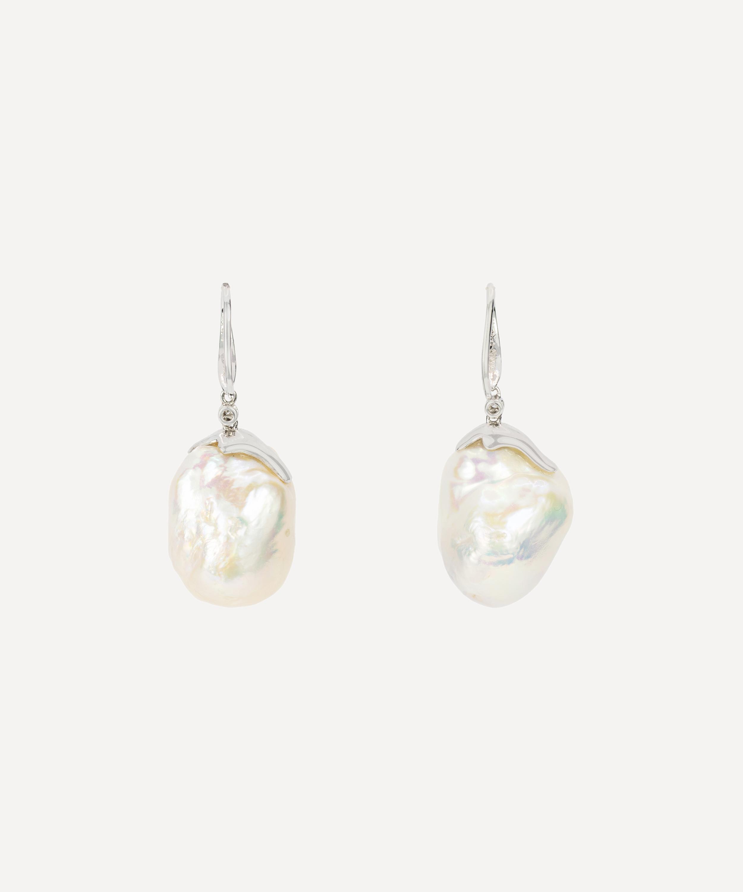 Kojis - 18ct White Gold South Sea Baroque Pearl Drop Earrings image number 1