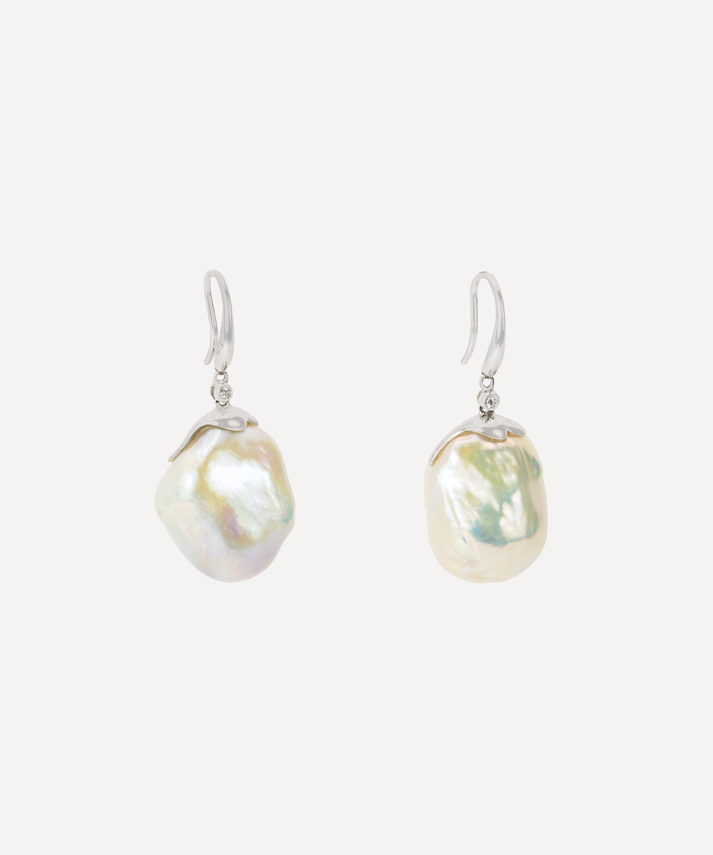 Kojis - 18ct White Gold South Sea Baroque Pearl Drop Earrings image number 2
