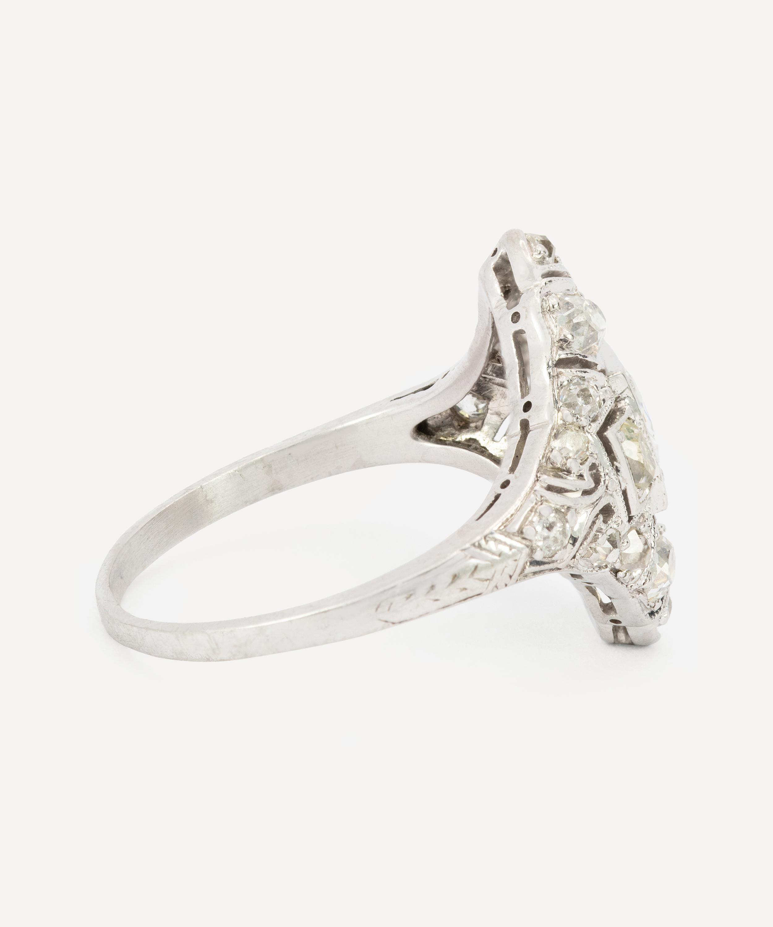 Kojis Platinum Art Deco Diamond Plaque Ring Liberty