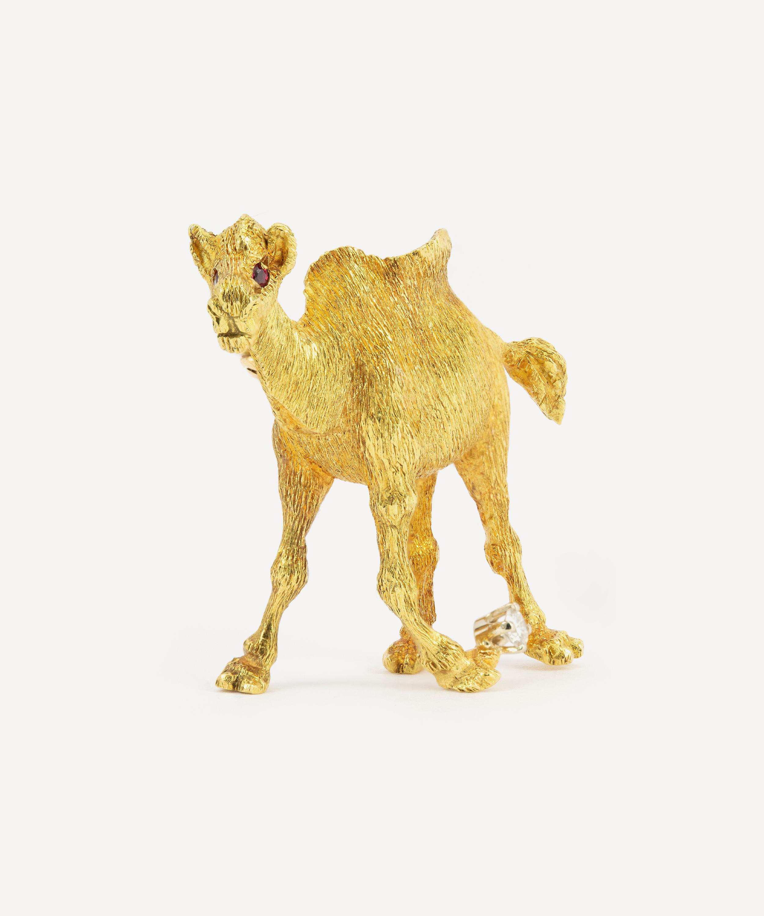 Kojis - 18ct Gold Ruby and Diamond Camel Brooch image number 1