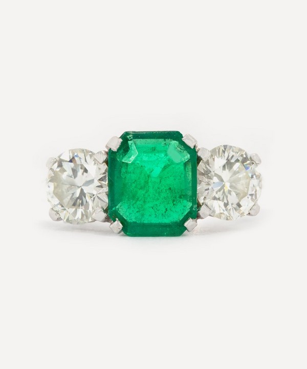 Kojis - Platinum Emerald and Diamond Five Stone Ring image number null