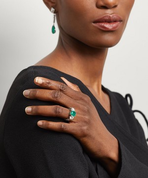 Kojis - Platinum Emerald and Diamond Five Stone Ring image number 1