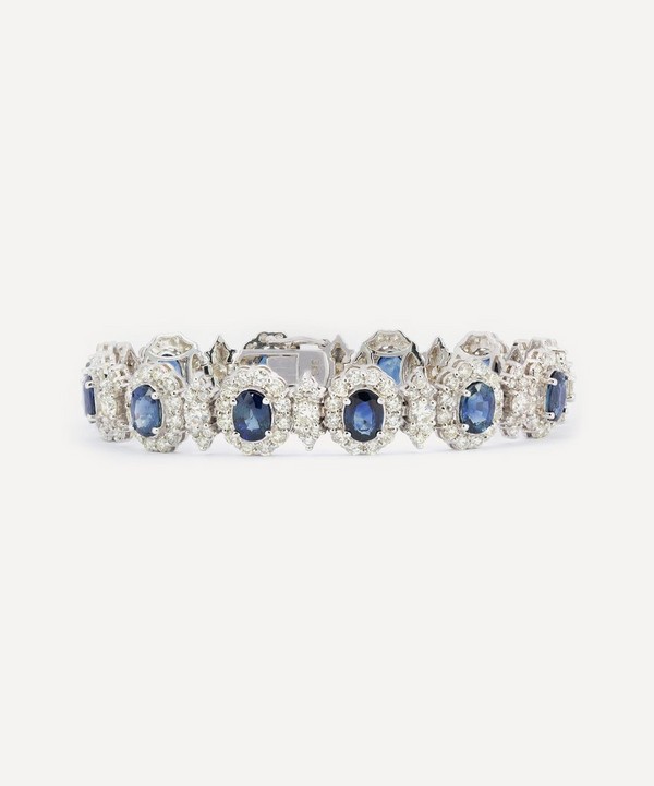 Kojis - 14ct White Gold Sapphire and Diamond Cluster Bracelet image number null