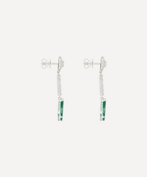 Kojis - 18ct White Gold Emerald and Diamond Drop Earrings image number 3