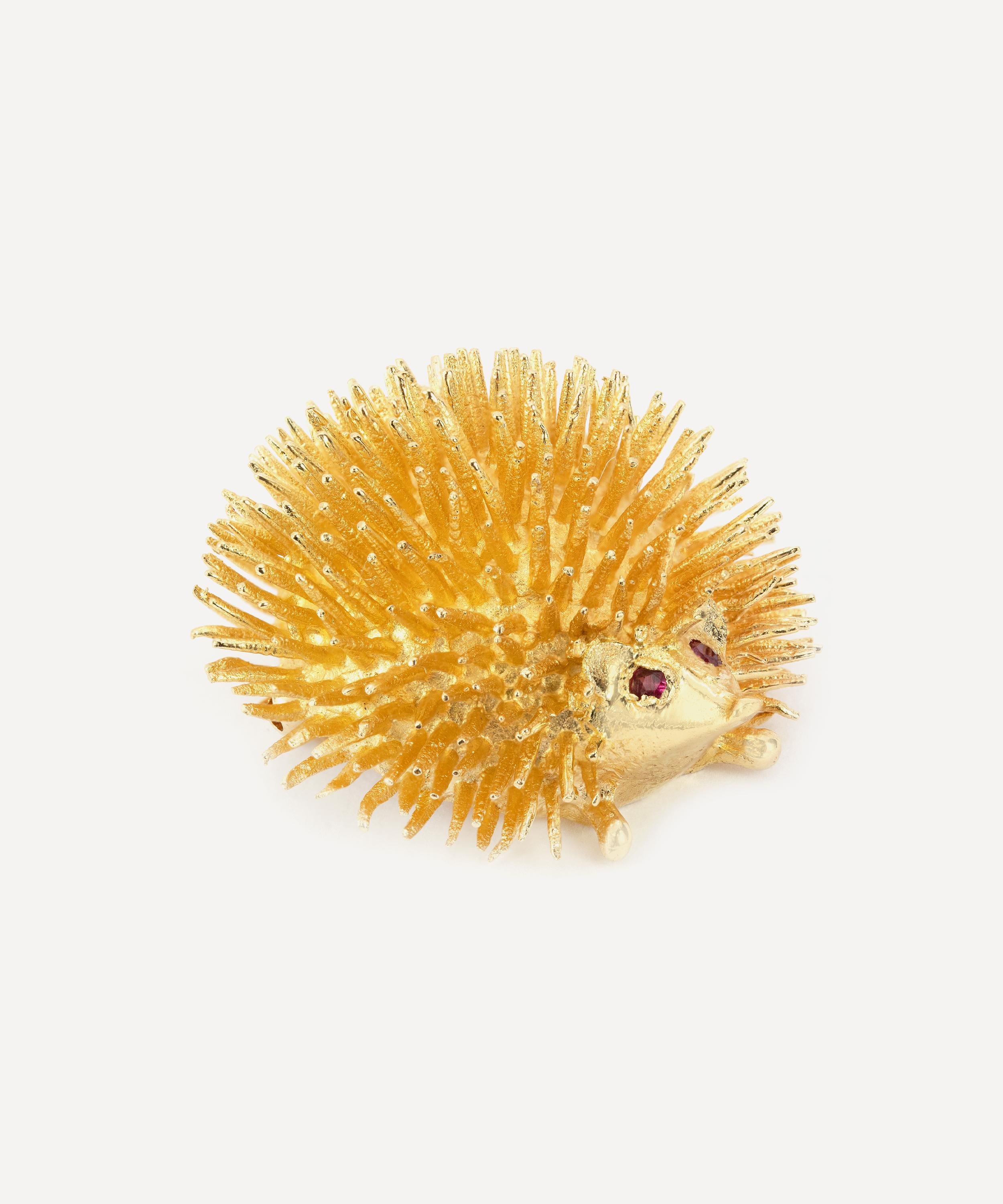 Kojis - 14ct Gold 1970s Ruby Hedgehog Brooch image number 1