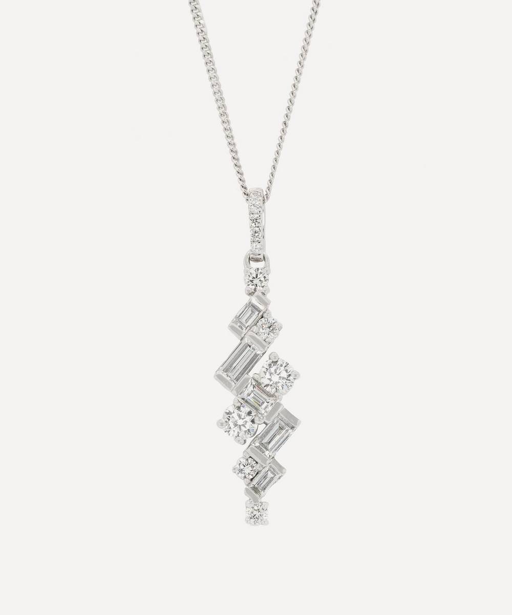 Kojis - 18ct White Gold Abstract Diamond Pendant Necklace