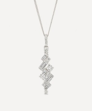 Kojis - 18ct White Gold Abstract Diamond Pendant Necklace image number 0