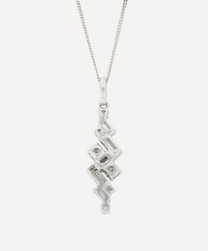 Kojis - 18ct White Gold Abstract Diamond Pendant Necklace image number 2