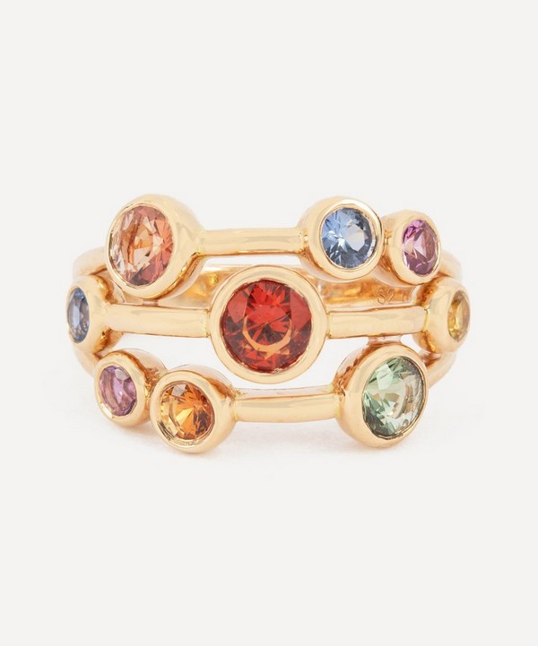 Kojis - 18ct Rose Gold Multi-Coloured Sapphire Bubble Ring image number null