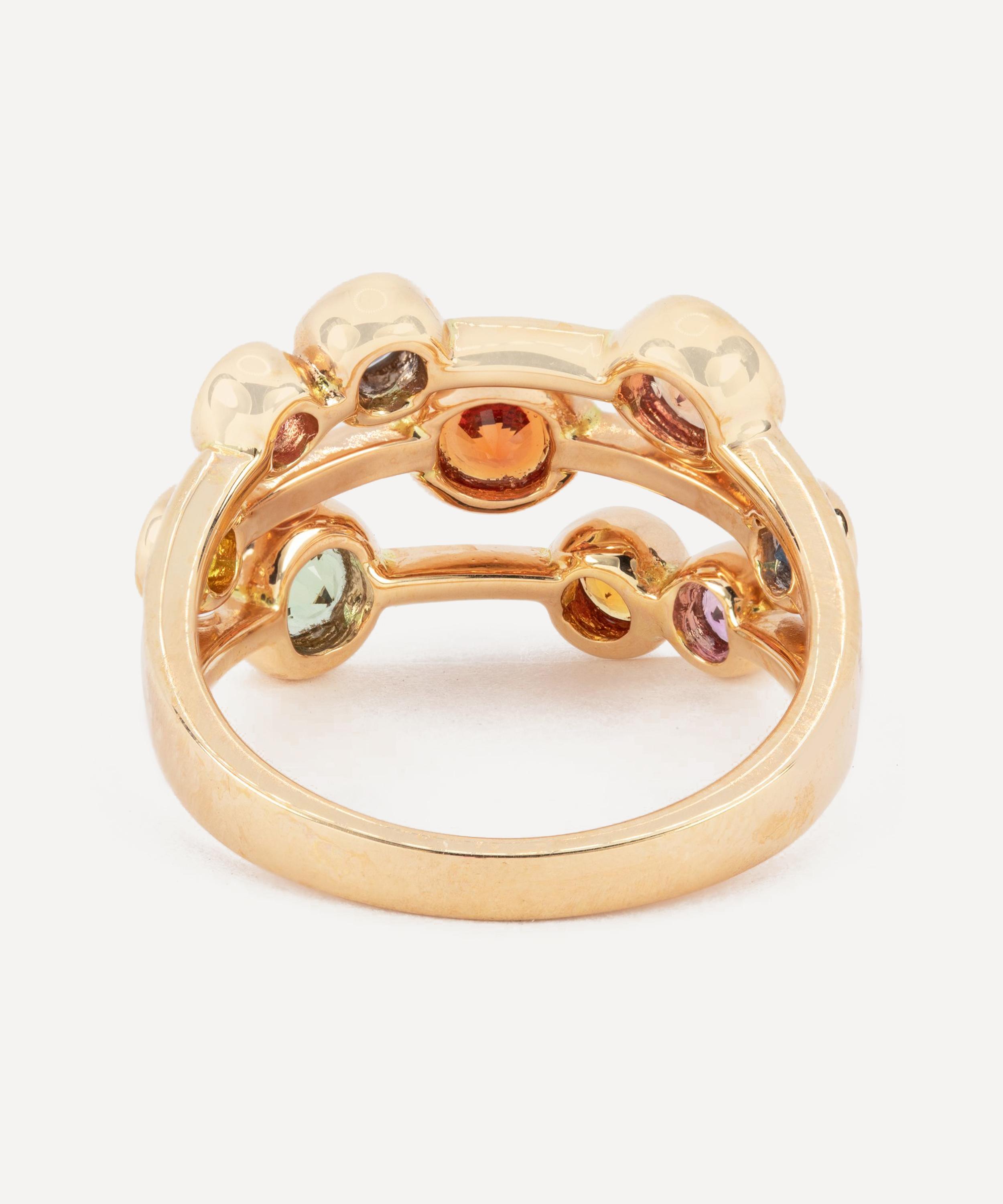 Kojis - 18ct Rose Gold Multi-Coloured Sapphire Bubble Ring image number 3