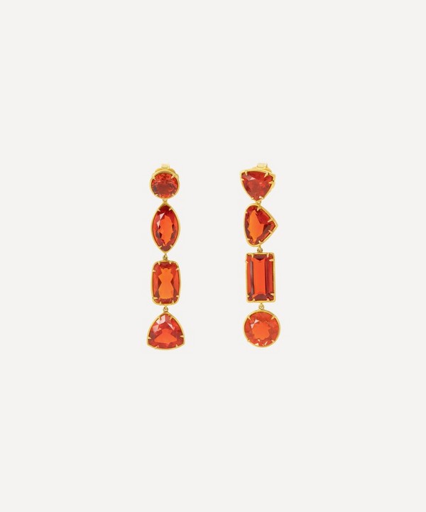 Kojis - 18ct Gold Fire Opal Drop Earrings image number null