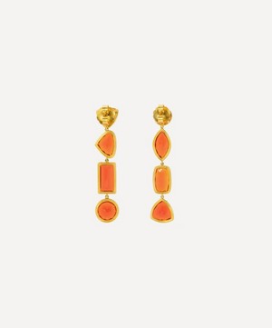 Kojis - 18ct Gold Fire Opal Drop Earrings image number 3