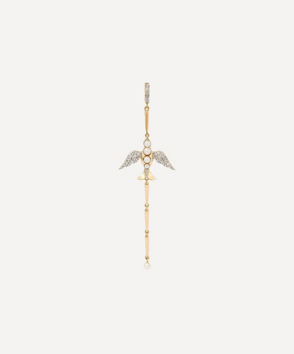 Annoushka - x Temperley 18ct Gold Pearl and Diamond Lovebirds Drop Charm image number null
