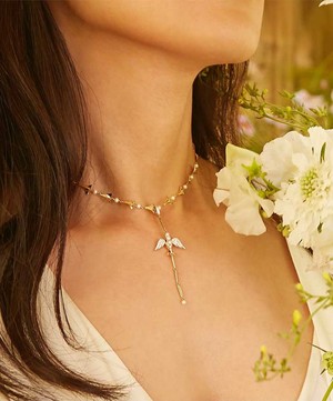 Annoushka - x Temperley 18ct Gold Pearl and Diamond Lovebirds Drop Charm image number 1