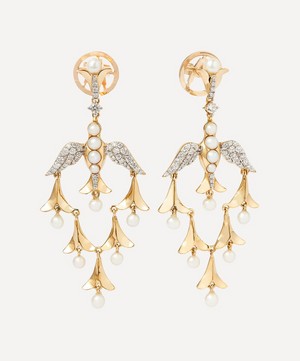 Annoushka - x Temperley 18ct Gold Pearl and Diamond Lovebirds Chandelier Earrings image number 0