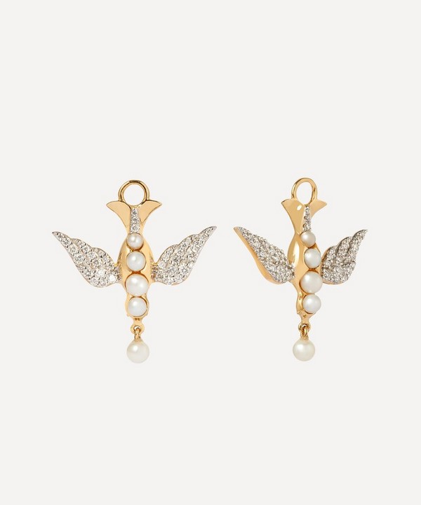 Annoushka - x Temperley 18ct Gold Pearl and Diamond Lovebirds Earring Drops image number null